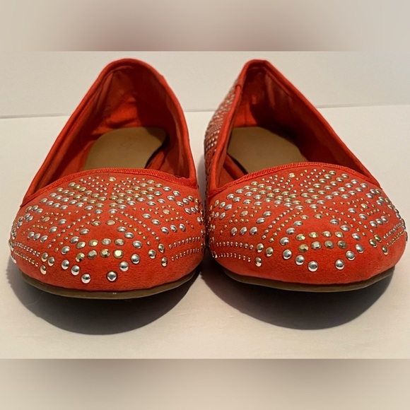 Aldo Khabou Red Rhinestone Embellished Women's Flats - Picture 5 of 16